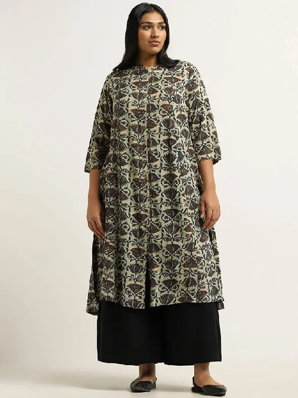Women's pants with thermal lining Wide - leg women jeans for a modern and relaxed vibe Diza Multi Floral Printed Cotton Kurta