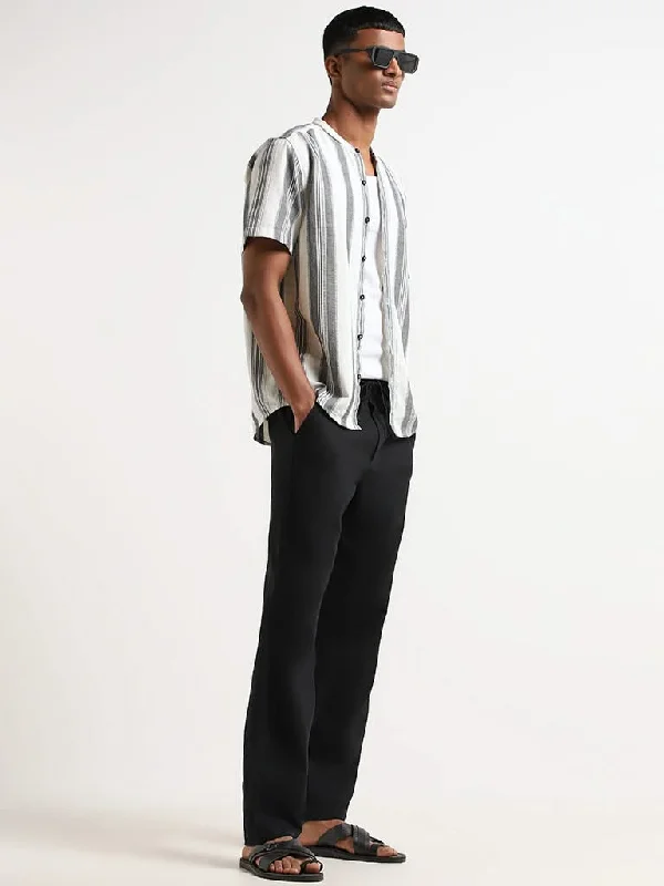 Women's discounted work pants Cargo women jeans with multiple pockets for added functionality ETA Solid Black Slim-Fit Blended Linen Blended Linen Chinos