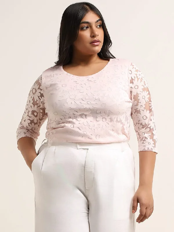 Women's pants for theme park visits Mom jeans for a nostalgic and casual look Gia Blush Pink Floral Print Top