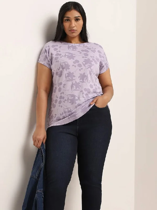 Women's one - piece jumpsuit pants Embroidered women jeans with intricate patterns Gia Lilac Printed Cotton T-Shirt Women's one - piece jumpsuit pants Embroidered women jeans with intricate patterns Gia Lilac Printed Cotton T-Shirt