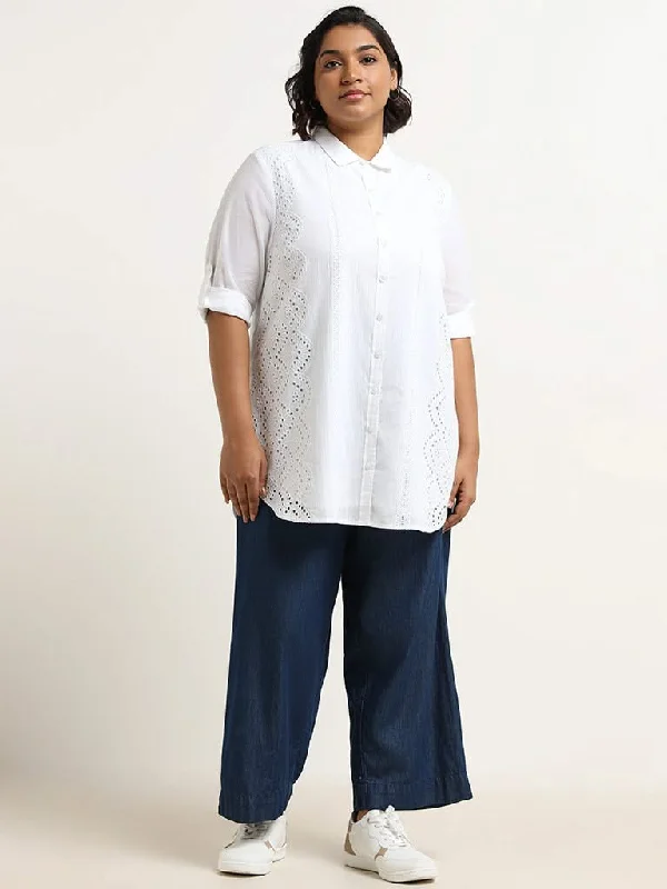 Women's sustainable fashion pants Jeggings women jeans combining the comfort of leggings and style of jeans Gia White Cotton Button-Down Shirt