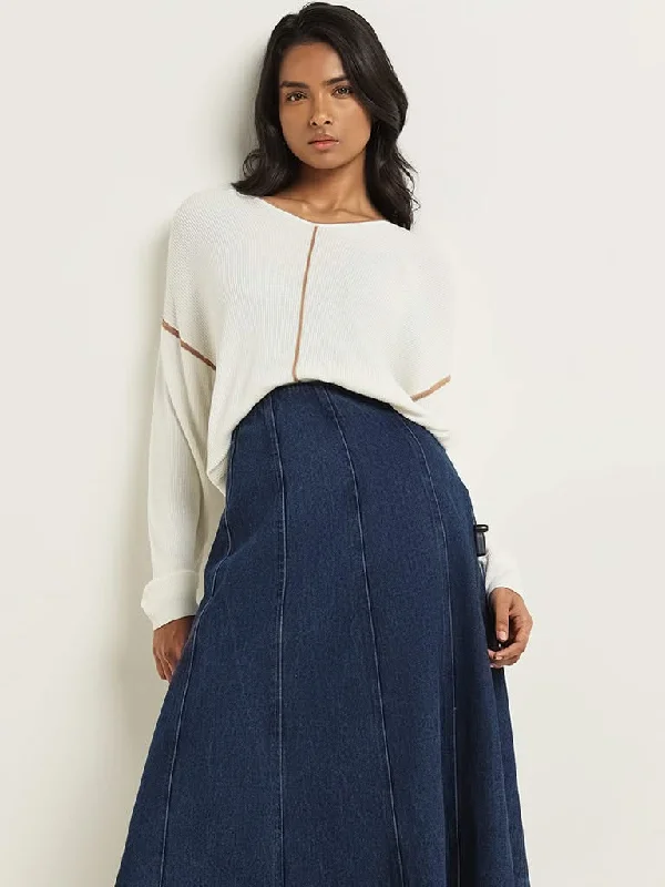 Women's pants for outdoor adventures Dark - wash women jeans for a sophisticated and slimming effect LOV White Striped Cotton Sweater