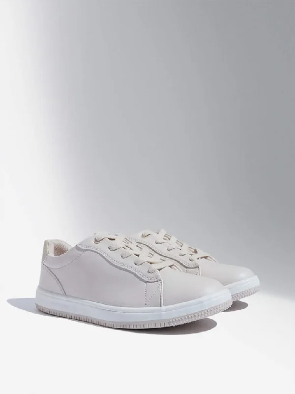 Women's polyester workout pants Button - fly women jeans with a traditional touch LUNA BLU Beige Sneakers