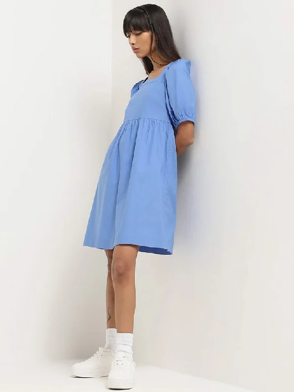 Women's polka - dot dressy pants Distressed women jeans for a trendy and edgy look Nuon Blue Plain Cotton Dress
