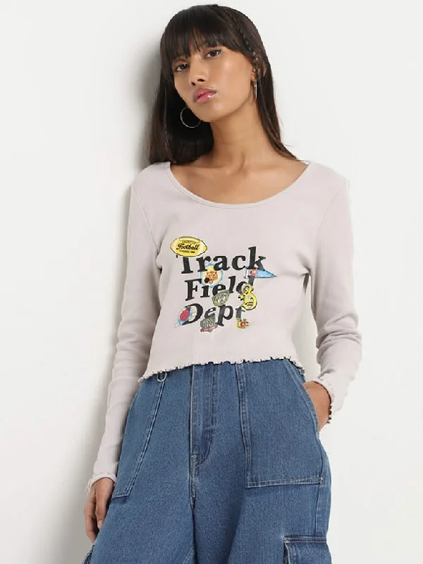 Women's sequined party pants Mom jeans for a nostalgic and casual look Nuon Grey Printed T-Shirt