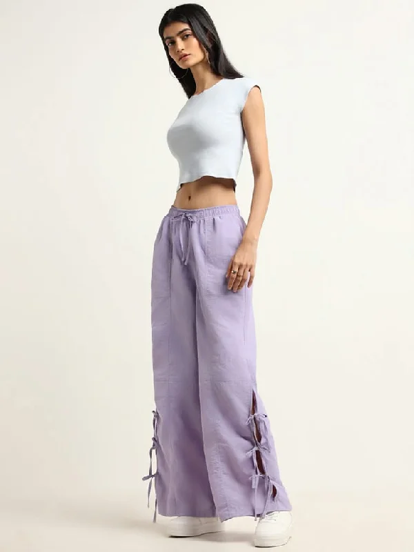 Women's two - piece pant set Ripped women jeans for a rebellious and fashion - forward style Nuon Lavender Cargo Pants