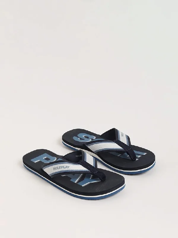 Women's designer brand pants High - rise flare women jeans for a 70s - inspired look SOLEPLAY Navy Printed Flip-Flop