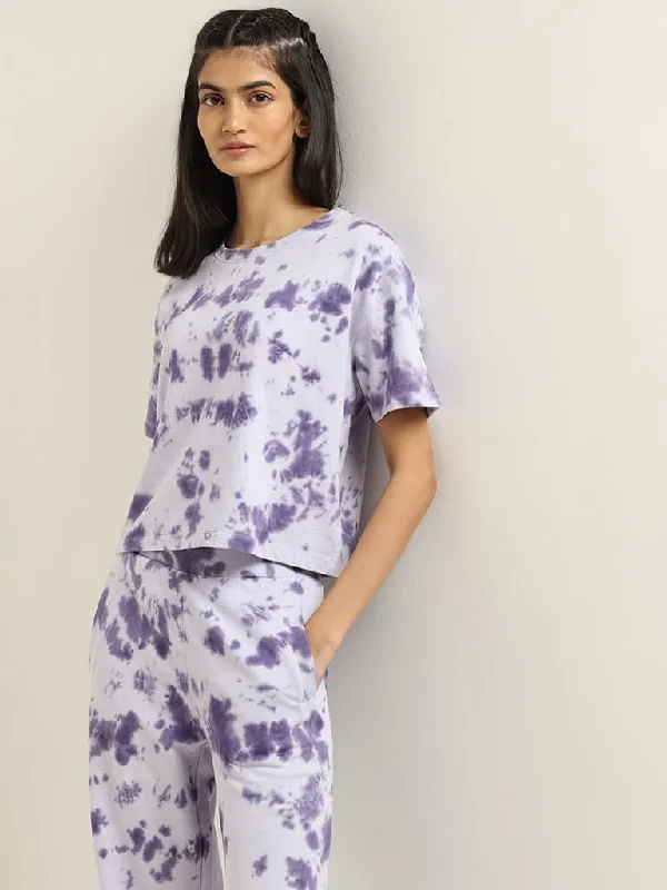 Women's zipper - detail fashion pants Jeggings women jeans combining the comfort of leggings and style of jeans Studiofit Lavender Tie-Dye Cotton Blend T-Shirt
