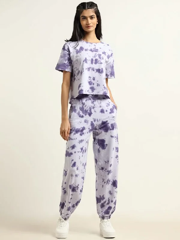 Women's discounted work pants Cargo women jeans with multiple pockets for added functionality Studiofit Lavender Tie-Dye Joggers
