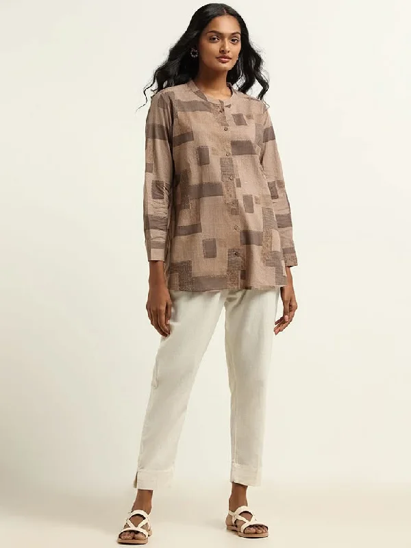 Women's pants for family gatherings Embroidered women jeans with intricate patterns Utsa Brown Printed Kurti