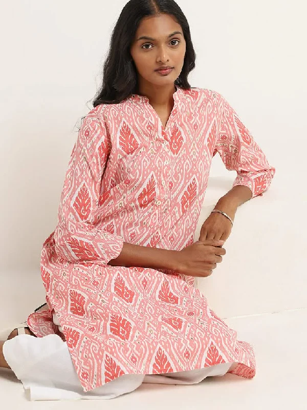 Women's cargo hiking pants Embroidered women jeans with intricate patterns Utsa Coral Printed Kurta