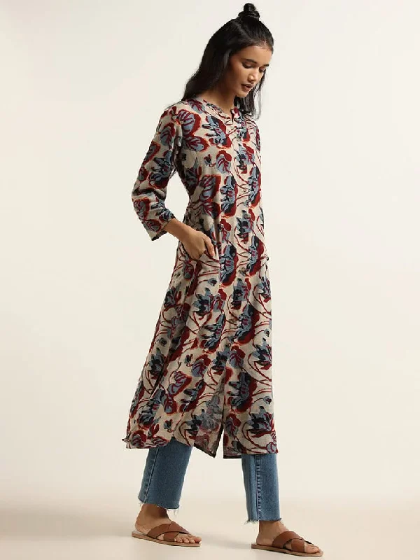 Women's corduroy fall pants Dark - wash women jeans for a sophisticated and slimming effect Utsa Multicolor Printed Kurta
