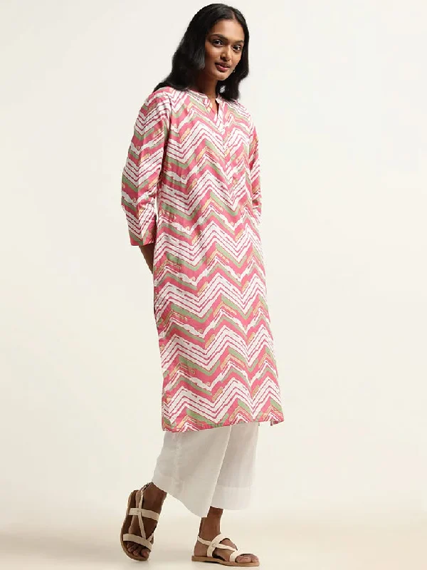 Women's tall - length straight pants Skinny women jeans with a form - fitting design Utsa Multicolor Printed Kurta