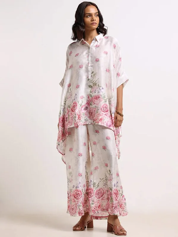 Women's tall - length straight pants Skinny women jeans with a form - fitting design Vark Off-White Glitter Printed Kaftan Set