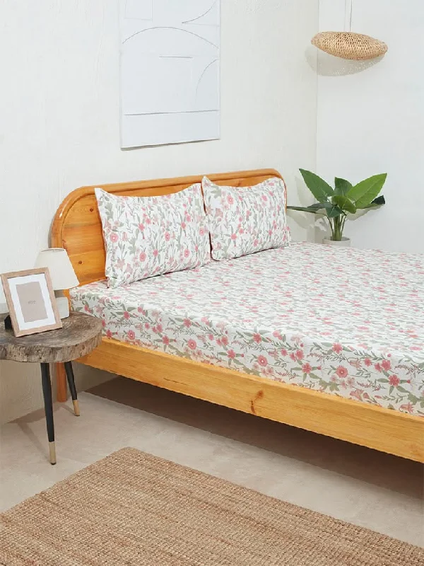 Women's pants with wrinkle - resistant material Cargo women jeans with multiple pockets for added functionality Westside Home Blush Pink Chintz Floral Print King Bed Flat Sheet and Pillowcase Set