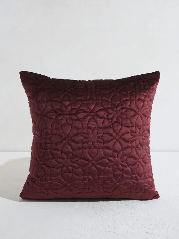 Women's pants for family gatherings Embroidered women jeans with intricate patterns Westside Home Burgundy Geometrical Floral Pattern Cushion Cover