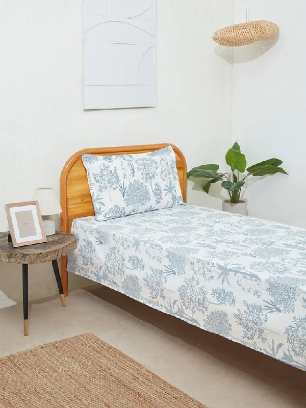 Women's linen summer pants High - rise flare women jeans for a 70s - inspired look Westside Home Dusty Blue Toile Design Single Bed Flat Sheet and Pillowcase Set