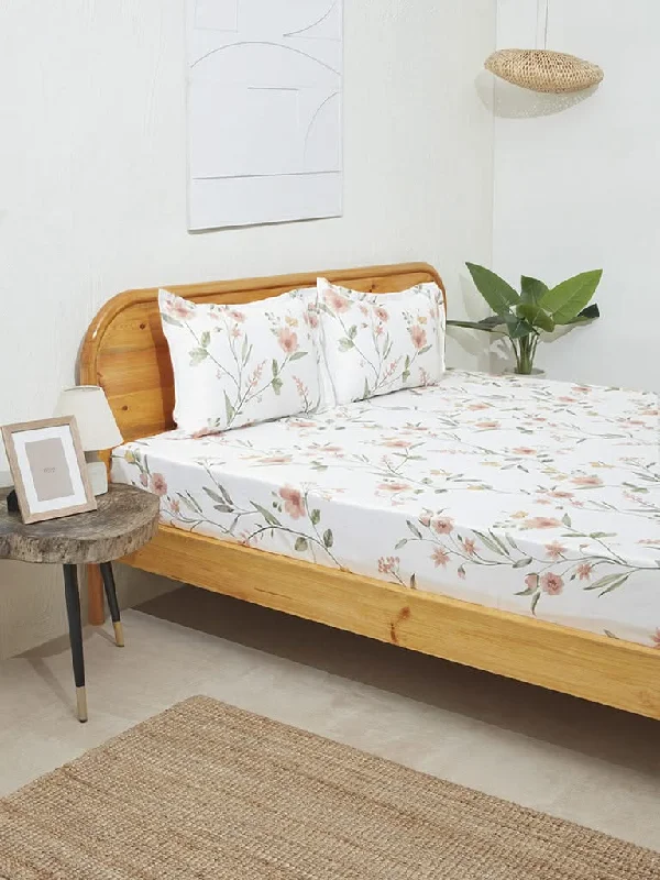 Women's petite - fit skinny pants High - waisted women jeans for a flattering silhouette Westside Home Floral Shrimp Pink Double Bed Flat Sheet and Pillowcase Set