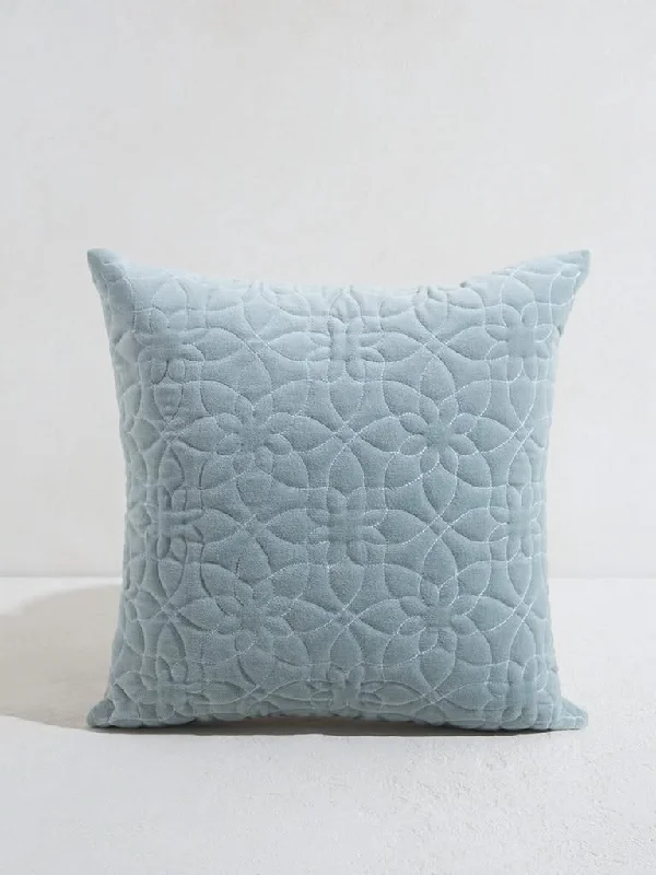 Women's unisex - style casual pants Ripped women jeans for a rebellious and fashion - forward style Westside Home Light Blue Geometrical Floral Pattern Cushion Cover