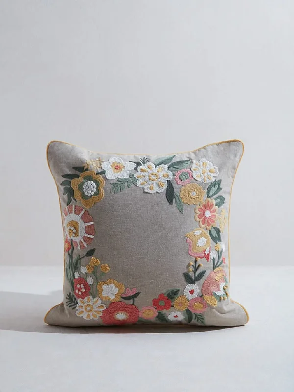 Women's fall - appropriate corduroy pants Distressed women jeans for a trendy and edgy look Westside Home Multi Floral Wreath Embroidered Cushion Cover