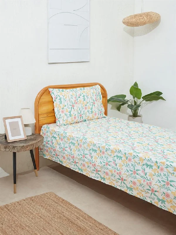 Women's ruffled hem dress pants Cargo women jeans with multiple pockets for added functionality Westside Home Multicolor Floral Print Single Bed Flat Sheet and Pillowcase Set