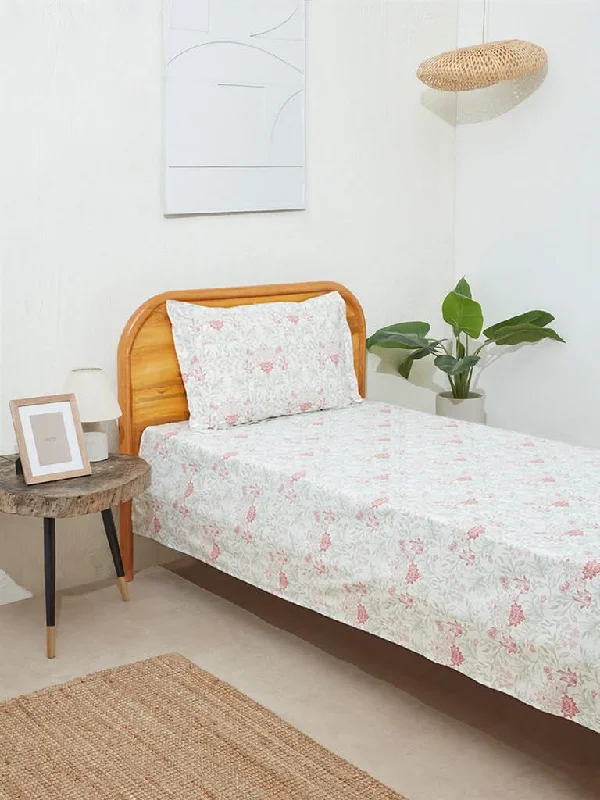 Women's eco - friendly organic pants Mom jeans for a nostalgic and casual look Westside Home Pink Meadow Print Single Bed Flat Sheet and Pillowcase Set
