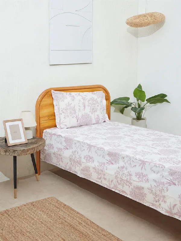 Women's printed floral pants High - waisted women jeans for a flattering silhouette Westside Home Violet Toile Design Single Bed Flat Sheet and Pillowcase Set