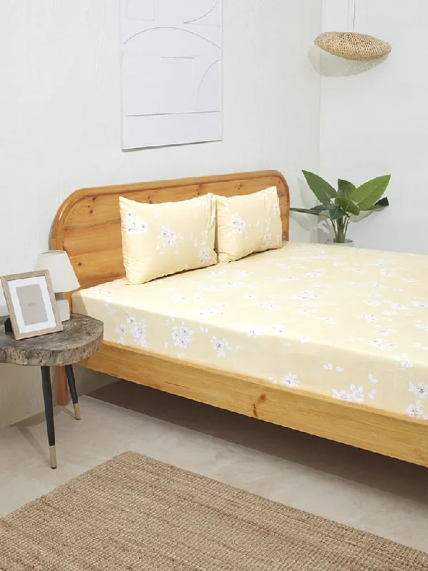 Women's eco - friendly organic pants Mom jeans for a nostalgic and casual look Westside Home Yellow Cherry Blossom Double Bed Flat Sheet and Pillowcase Set