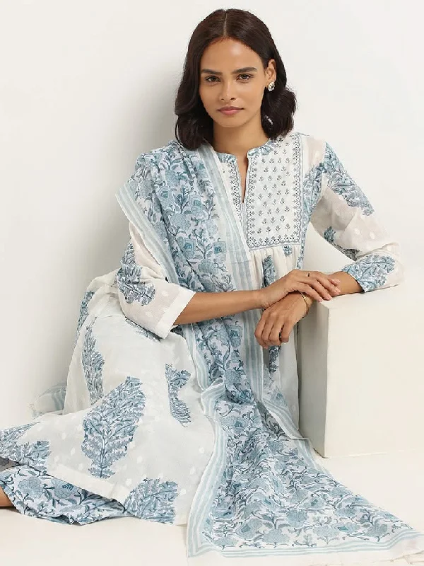 Women's corduroy fall pants Dark - wash women jeans for a sophisticated and slimming effect Zuba Blue Floral Cotton Blend Dupatta