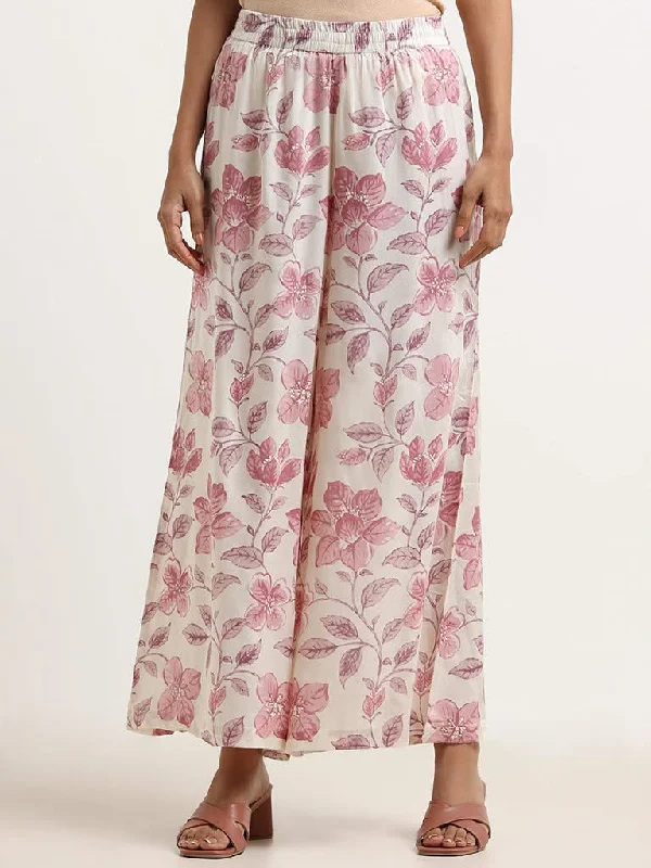 Women's tall - length straight pants Skinny women jeans with a form - fitting design Zuba Cream Floral Palazzos Women's tall - length straight pants Skinny women jeans with a form - fitting design Zuba Cream Floral Palazzos