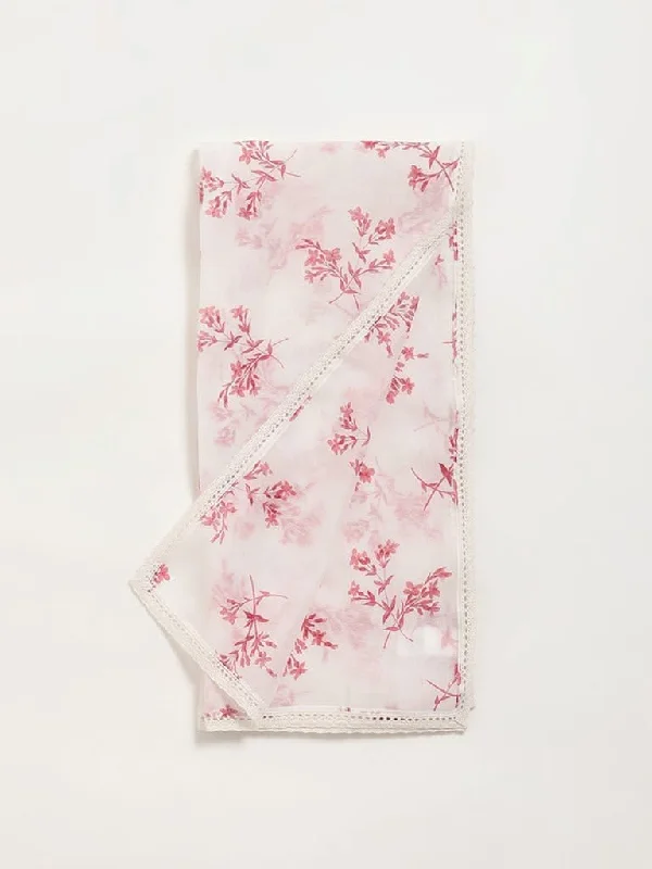 Women's petite - fit skinny pants High - waisted women jeans for a flattering silhouette Zuba White Floral Dupatta